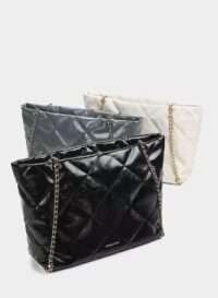 CAHRLES & KEITH APFRA QUKITED CHAIN TOTE BAG
